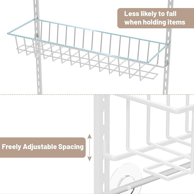ElegantArray 8-Tier Pantry Door Oragnizer, Over The Door Pantry Organizer Rack and Storage, Hanging Spice Rack Shelves Door, Home Office Laundry Room Bathroom & Kitchen Organization, White
