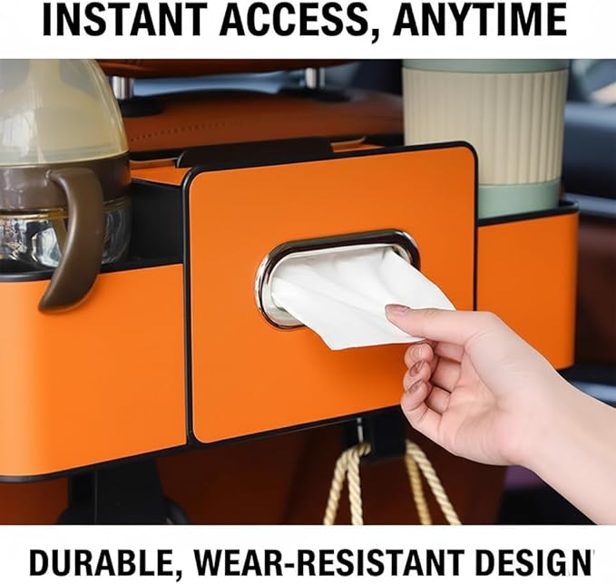 3-in-1 Car Backseat Organizer with Cup Holder, 2026 New Car Organizers and Storage, Multifunctional Back Seat Car Organizer for Hold Phones, Snacks, Drinks, and Handbags (Orange)