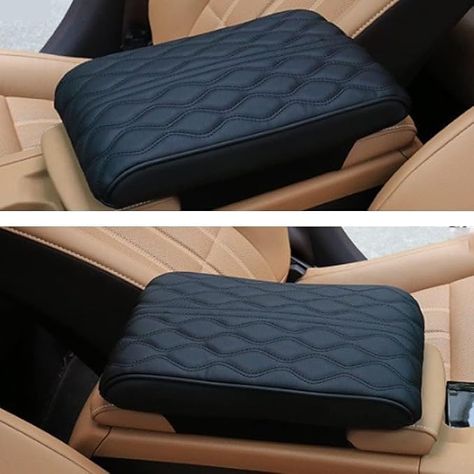 Leather Car Armrest Box Pad, 2025 Upgrade Universal Auto Arm Rest Cushion Memory Cotton Armrest Box Pad, Car Center Console Cover for Most Vehicle, Car Accessories (#3)