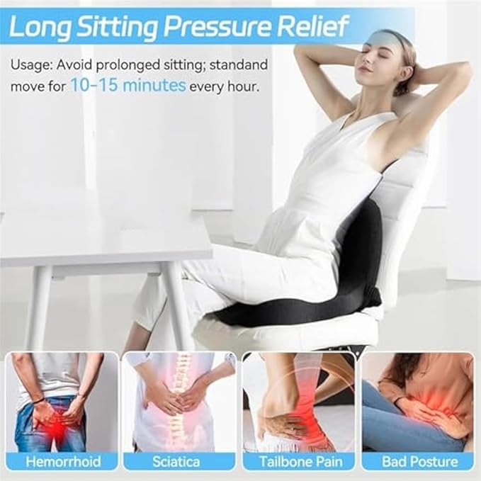 Back and Seat Cushion, Trucker Seat Cushions for Long Sitting, Car seat Cushion with Back Support, Seats Cushions for Lumbar Pain and Supporting The HIPS, Trucker Essentials (E)