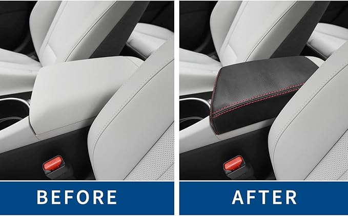 Compatible with Center Console Armrest Cover for Hyundai Elantra 2021-2025 Automatic Brake, Leather Arm Rest Storage Box Lids Cushion Protector Pad