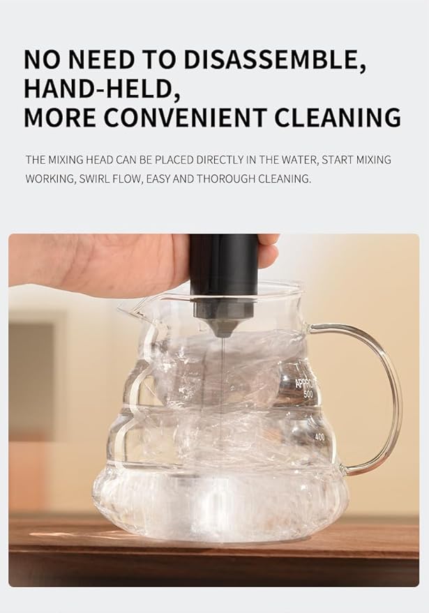 Electric Milk Frother Handheld, USB Rechargeable Portable Whisk, Stainless Steel Foam Maker for Coffee, Latte, Matcha, Home and Travel