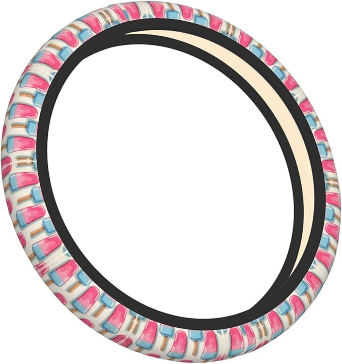 Ice-Pop Sicle Watercolors Car Steering Wheel Cover, 15 Inch Steering Wheel Cover Stylish Decor for Most Cars