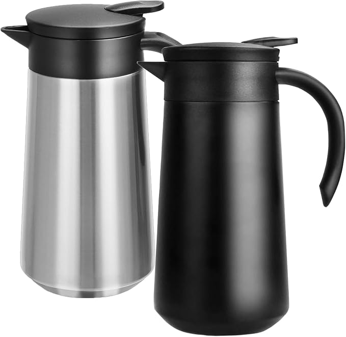 28oz Coffee Carafe Airpot Insulated Coffee Urn Stainless Steel Vacuum Thermal Pot Flask for Coffee, Hot Water, Tea, Hot Beverage - Keep 9 Hours Hot, 18 Hours Cold (Silver,Black)
