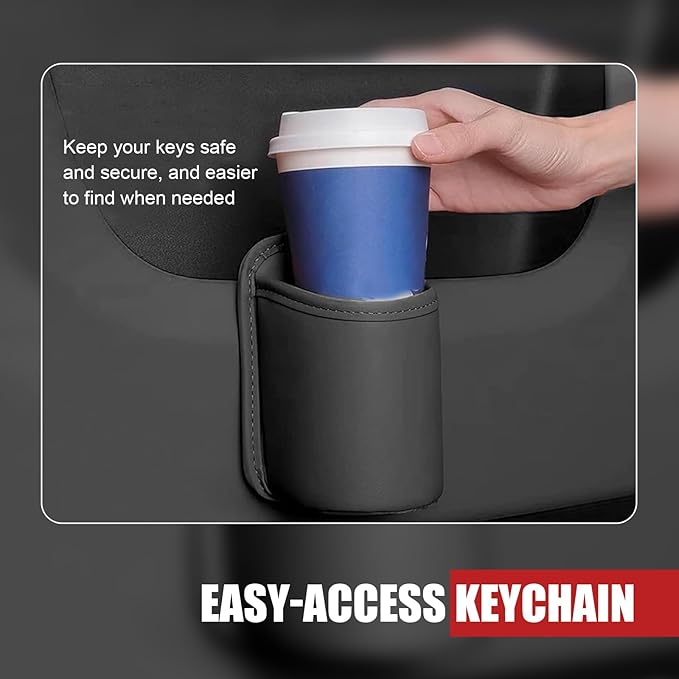 2 PCS Large Car Door Cup Holders, Clip On Back Seat Cup Holders for Cars, Scratch-Resistant & Waterproof Leather Storage Bag for Beverage Mobile Phone, Universal for Most Cars (Black)