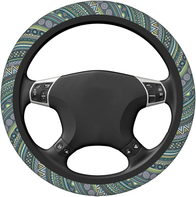 Boho Pattern Steering Wheel Cover Neoprene Universal 15 Inches Car Steering Wheel Protector for Women Men
