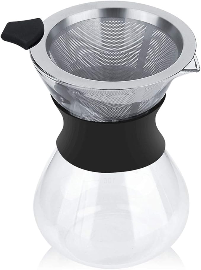 Coffee Maker Pot,Replacement Glass Carafe Airtight Cold Brew Iced Coffee Maker and Tea Infuser with Spout Brewing Glass Carafe with Removable Stainless Steel Filter Coffee maker Pot