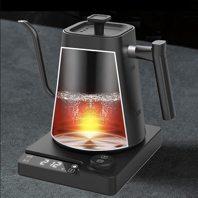 Smart Electric Kettle 1000ML Gooseneck Kettle With Temperature Control and 24H Keep Warm, 304 Stainless Steel Hot Water Kettle For White Tea, Coffee, Boiling Water (White)