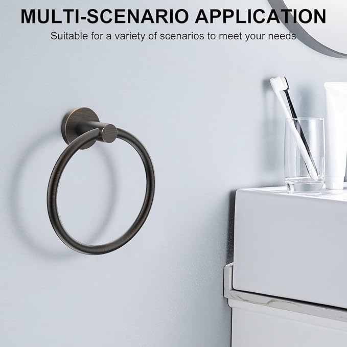 SetSail Towel Holder for Bathroom Wall Screw-in Towel Ring Stainless Steel Hand Towel Holder Heavy Duty Towel Hanger for Bathrooms Oil Rubbed Bronze