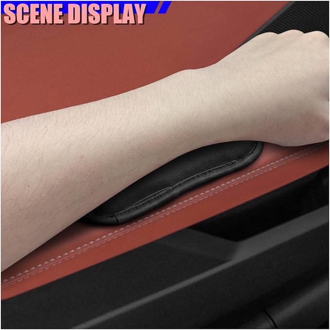 Craedli 2PCS Car Door Armrest Pads, Soft Leather Memory Foam Comfortable Center Console Knee Cushion, Universal Relieve Fatigue Vehicle Interior Elbow Support Accessories for Most Cars (Black)