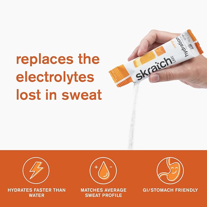 Skratch Labs Hydration Sports Drink Mix Packets – Real‑Fruit Electrolyte Powder for Fast Hydration & Endurance | Orange | 20 Pack | Vegan, Non‑GMO, Clean Ingredients