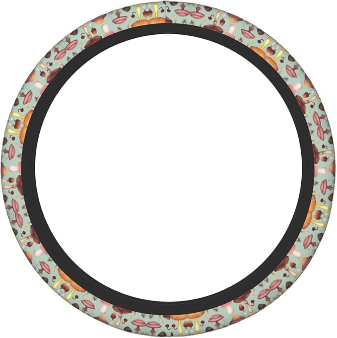 Neoprene Steering Wheel Cover Deer and Mushroom Car Steering Wheel Cover Universal Fit for Most Cars