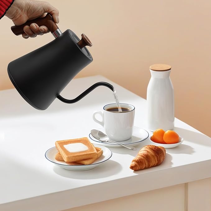 Electric Gooseneck Kettle,1200W Electric Tea Kettle With Stainless Steel Inner Lcd Screen Timing Constant Temperature Control Quick Heating Water Boiler For Coffee Tea Brewing (black)