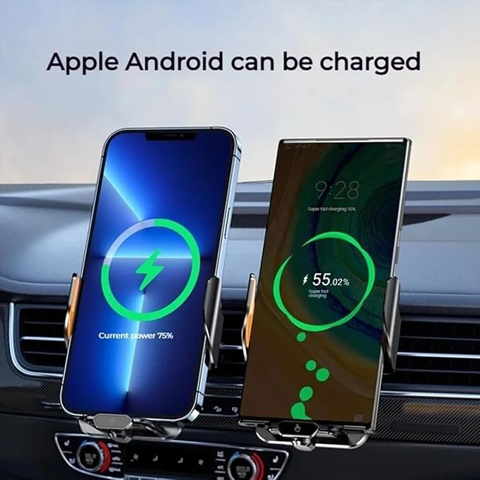 Chirsfairy 66W Fast Car Wireless Charger, 2024 New 66w Car Navigation Support Frame, Super Fast Charge Car Phone Holder, Automatic Clamping Induction Car Mobile Holder, Charging Phone Holder(Black)