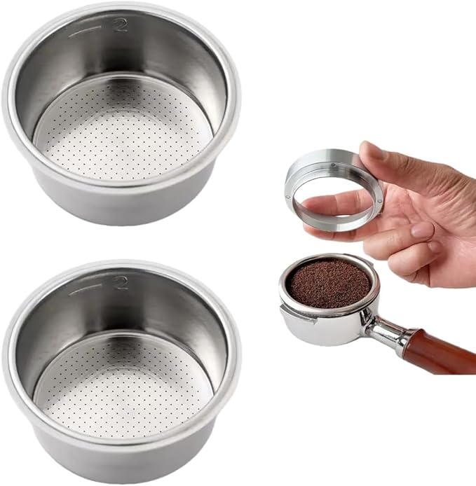 1 Pc Stainless Steel Coffee Filter, 51mm Pressurized Espresso Filter Basket for Portafilter Machines Espresso Machine Parts Compatible with Gevi/CASABREWS/CAPRESSO (2 Cups Capacity)