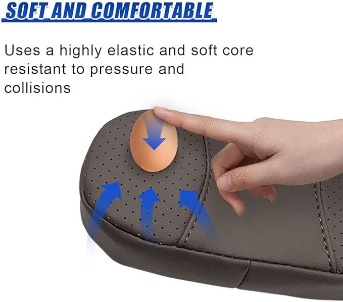 Car Knee Cushion, Leather Memory Foam Auto Center Console Arm Rest Pad, Soft Comfort Car Door Elbow Protective Cushion, Breathable Vehicle Interior Leg Support Pillow for Most Cars (Brown)