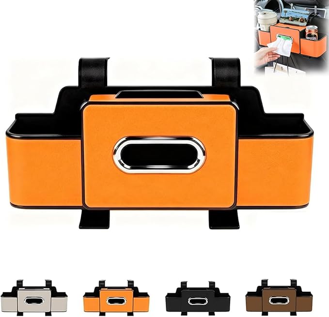 Car Organizers and Storage Box, Car Organizers and Storage Box Multifunctional with Tissue Holder, for Hold Phones, Snacks, Drinks, And Handbags