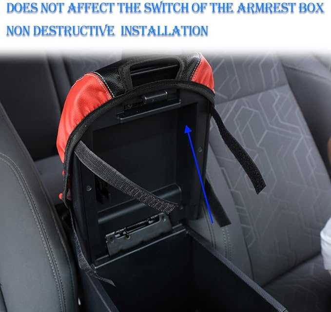 Leather Car Auto Center Console Armrest Cushion for Toyota Tacoma Accessories 2016-2018 2019 2020 American Flag (Black Red-Leather)