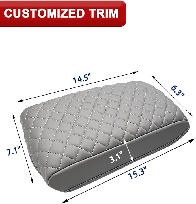 KBH Center Console Armrest Cover for Hyundai Sonata 2015 2016 2017 2018 2019, Middle Console Lid Protective Covering, PU Leather Interior Accessories, Gray
