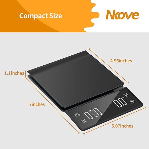 Digital Coffee Scale with Timer 3kg/0.1g High Precision Espresso Scale Tare Function for Pour Over Maker Brew