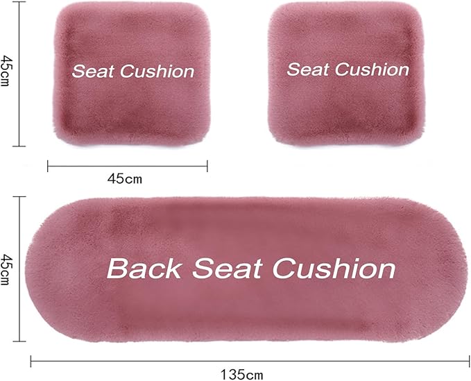 Plush Car Seat Cushion, Soft Warm Fuzzy Faux Rabbit Fur Fluffy Plush Auto Seat Cover Vehicle Car Front and Back Seat Protector Pad with Non-Slip Backing Cushion Interior Universal Fit (Orange,3PCS)
