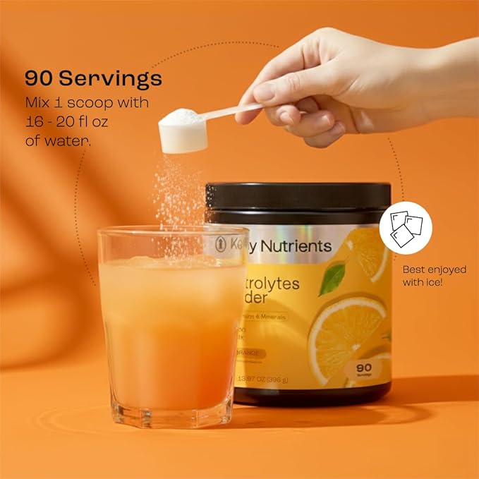 KEY NUTRIENTS Multivitamin Electrolytes Powder No Sugar - Tangy Orange Electrolyte Powder - Endurance & Energy Supplement - Hydration Powder - No Calories - 90 Servings - Made in USA