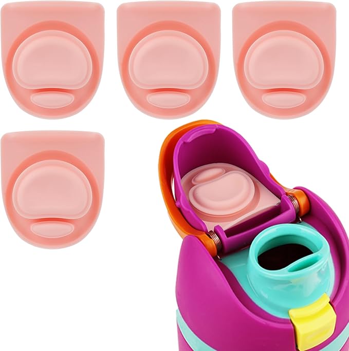 4pcs Replacement Stopper Compatible with Owala FreeSip 24oz 32oz, Water Bottle Top Lid Gasket for Owala 19/24/32/40oz Seal Bottle Cap Mouth Stopper Part Silicone Plug Accessories BPA-Free (Pink)