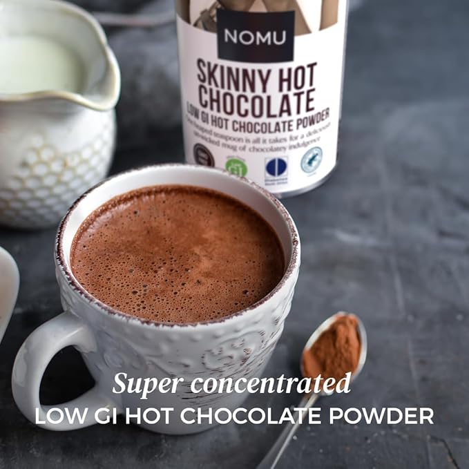 NOMU Skinny 60% Cocoa Hot Chocolate (33 servings) | 20 Calories only, Keto Diet Drink, Low GI, High Protein (Pack of 2)