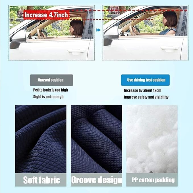 Car Booster Seat Booster Height Lifting Pad Breathable Mesh Portable Car Seat Cushion for Fatigue for Trucks, Cars, SUVs, Office Chairs, Wheelchair (Black)