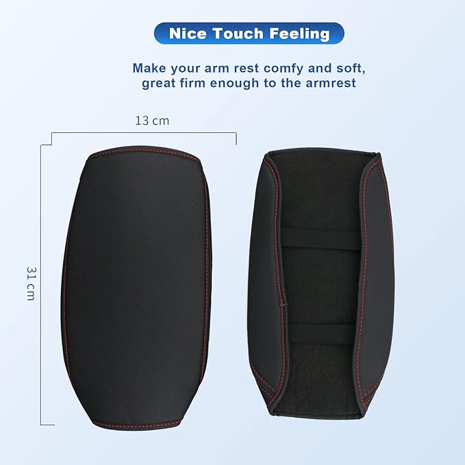 CDEFG 2024 2025 CX-5 Center Console Cover Armrest Pad Compatible with 2018-2023 2024 2025 Mazda CX5 CX-5 Console Lid Protective Cover Black Leather Scratch Resistance (Red Line)