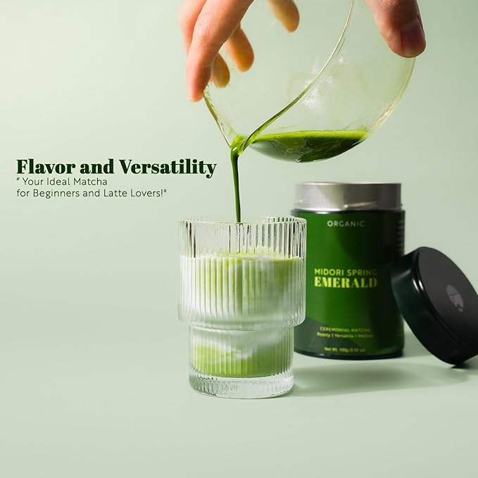 Midori Spring Organic Authentic Japanese Ceremonial Matcha Powder Emerald, USDA Organic, Kosher, Vegan