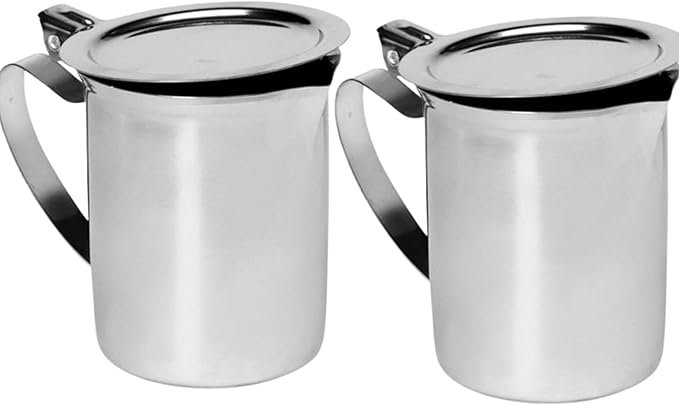 10 oz. Stainless Steel Creamer Server with Lid & Closed Handle – Durable Mirror-Finish Creamer Pitcher for Coffee, Syrup, Salad Dressings, Gravy – Perfect for Restaurants, Cafes & Home Use (2)