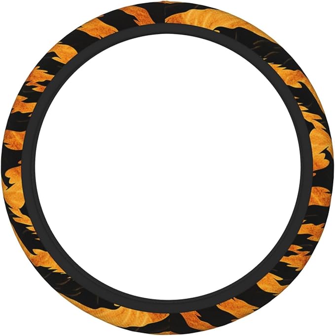 Steering Wheel Cover Polyester Thick Non-Slip Car Steering Wheel Cover Protector Universal 15 Inch, Animal Tiger Skin Print
