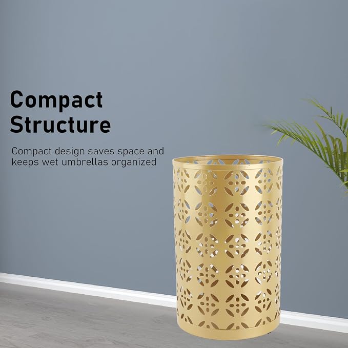 Round Umbrella Organizer Bin, Freestanding Metal Umbrella Holder Umbrella Stand Rack for Entryway, Canes Walking Sticks Holder Rain Collection for Home, Office (S 62x50cm / 24.41x19.69in)