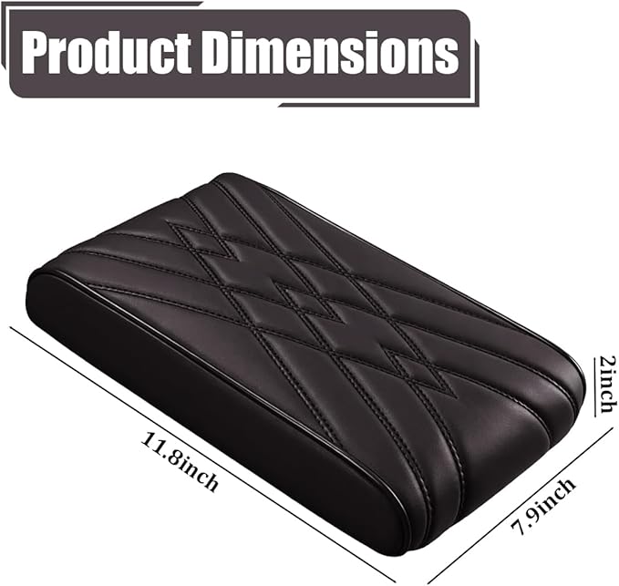 Car Center Console Cover, Memory Foam Leather Soft Breathable Armrest Seat Storage Box Protector Pad, Automotive Interior Middle Console Cushion Cover, Universal for Truck SUV Van (Coffee)