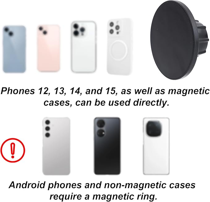 Magnetic Phone Mount Base, 0.67in/17mm Phone Holder Ball Head Socket for Car Dashboard Air Vent Windshield Compatible with iPhone 16 15 14 13 12