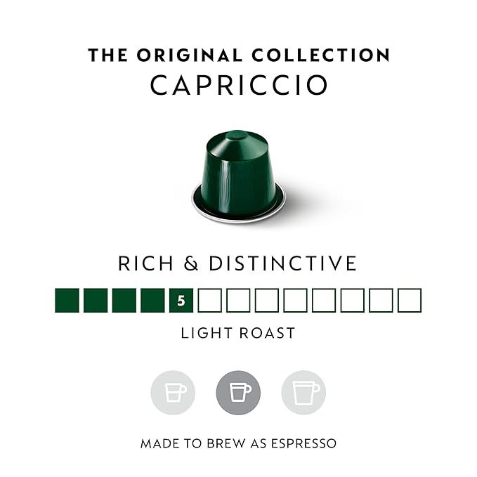 Nespresso Capsules Original Line, Capriccio, Medium Roast Espresso Coffee, 50 Count Coffee Pods