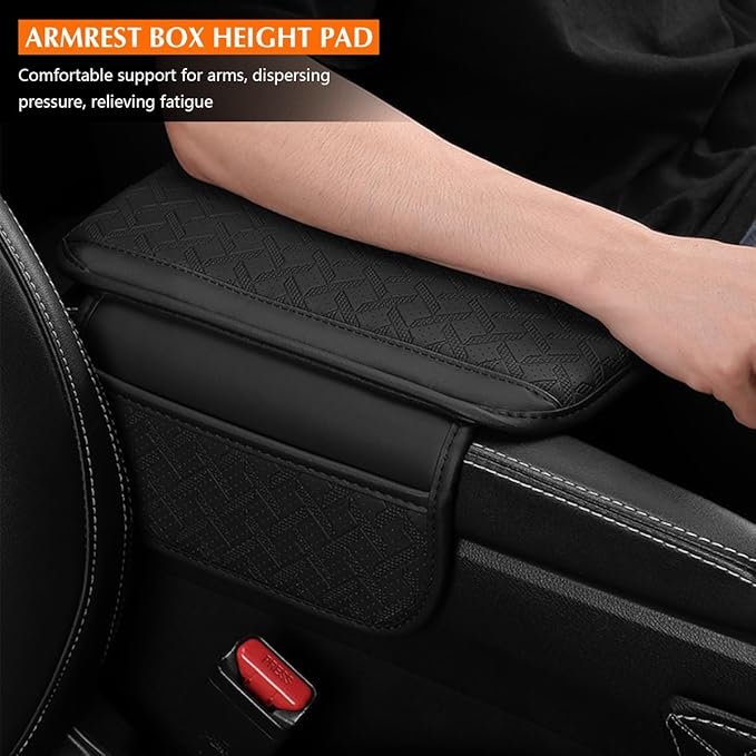 Car Center Console Cover, Microfiber Leather Vehicle Armrest Protector Cushion with 2 Storage Bags, Auto Middle Console Armrest Seat Box Pad Accessories, Universal for Most Cars (Gray)