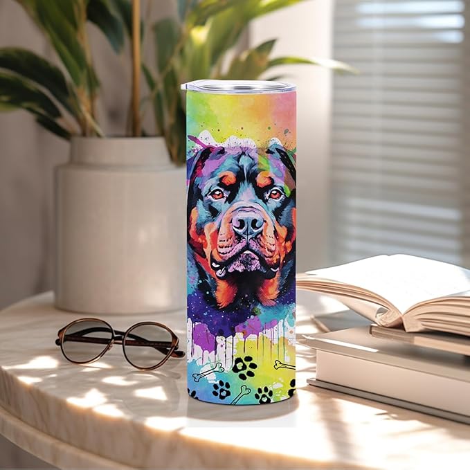 Rottweiler Gifts for Women, 20 Oz Straight Skinny Tumblers, Stainless Steel Tumbler, Double Wall Vacuum Travel Mug, Dog Stuff Animal Coffee Cup, Insulated Coffee Mug Thermal Cup for Office, Outdoor