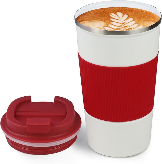 18oz Double Insulated Coffee Mugs with Ceramic Coating, Coffee Mug with Lid, Coffee Travel Mug, Coffee Insulated Cup for Travel Office School