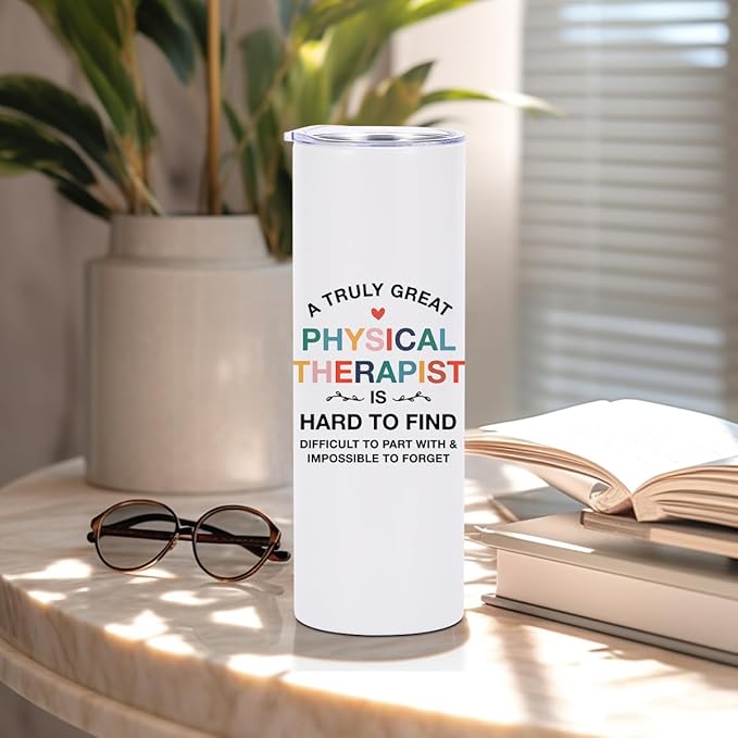 20 Oz Skinny Straight Tumbler, Physical Therapist Gifts, PT Gifts Insulated Tumbler Stainless Steel Tumblers Coffee Cups with Lids Thermal Cups National Physical Therapy Month