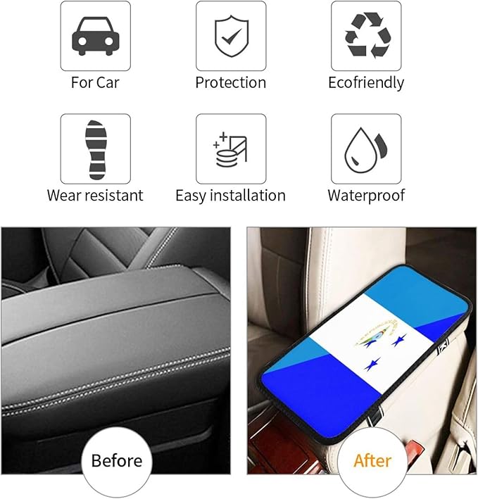 Nicaragua Honduras Flag Car Center Console Cover, Universal Waterproof Armrest Pad, Soft Comfort Cushion & Scratch-Resistant Protector for Cars, SUVs and Trucks