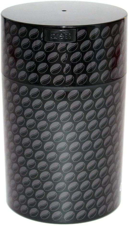 Coffeevac 1LB – Patented Airtight Container | Multi-use Vacuum Container Works as Smell Proof Containers for Ground Coffee and Coffee Bean Containers. Black with Beans