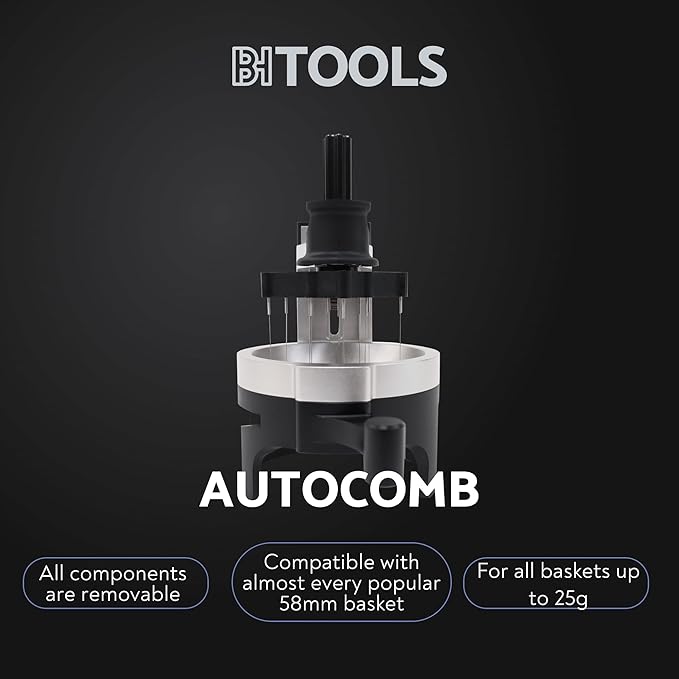 Barista Hustle AutoComb, Espresso WDT Distribution Tool, 12 Needle Espresso Stirrer, Adjustable Needle Depth, Compatible with Most 58mm Baskets and Portafilters, Durable and Replaceable Components