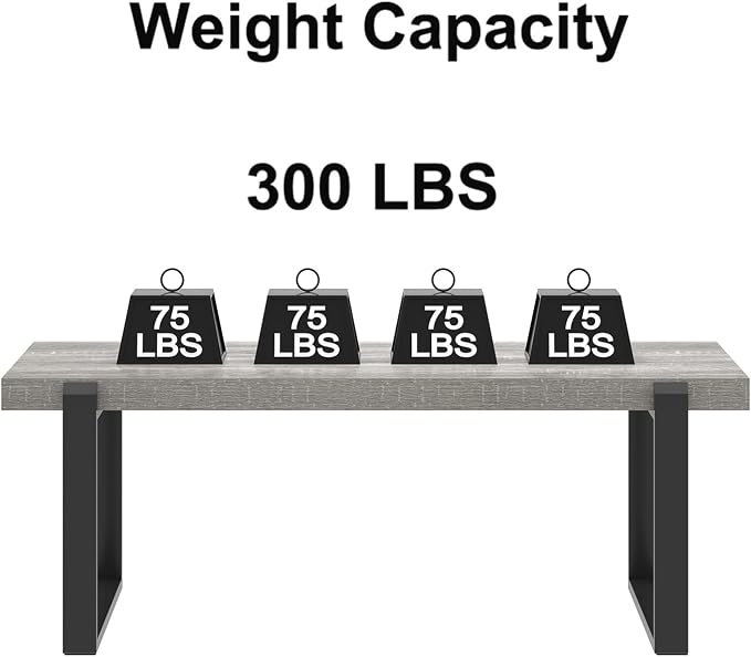 FOLUBAN Modern Coffee Table, Rustic Wood and Metal Center Table, Rectangle Cocktail Tea Table for Living Room, Light Grey, 47 Inch