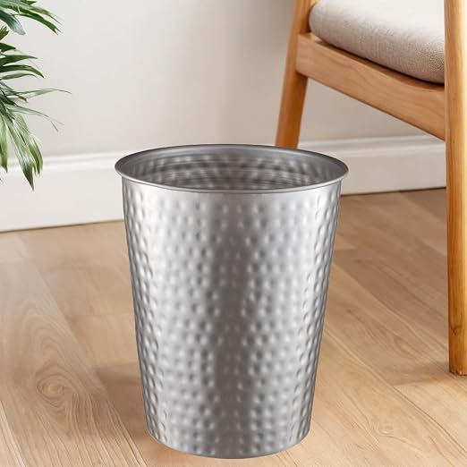 Monarch Abode Metal Bathroom Trash Can – Waste Basket for Bedroom, Office Desk, & Dorm, Hand Hammered, Durable Decorative Pewter Small Trash Can Bathroom Garbage Bin Wastebasket