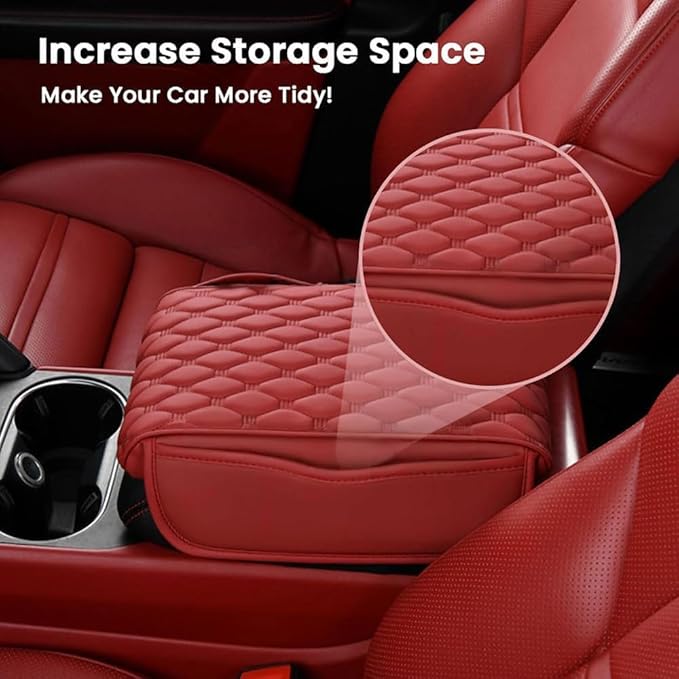 Car Center Console Cover for Genesis G80 II 2020 2021 2022 2023 2024 2025,Leather Armrest Lid Cushion Protector Multifunctional Armrest Pad Interior Accessories,Beige