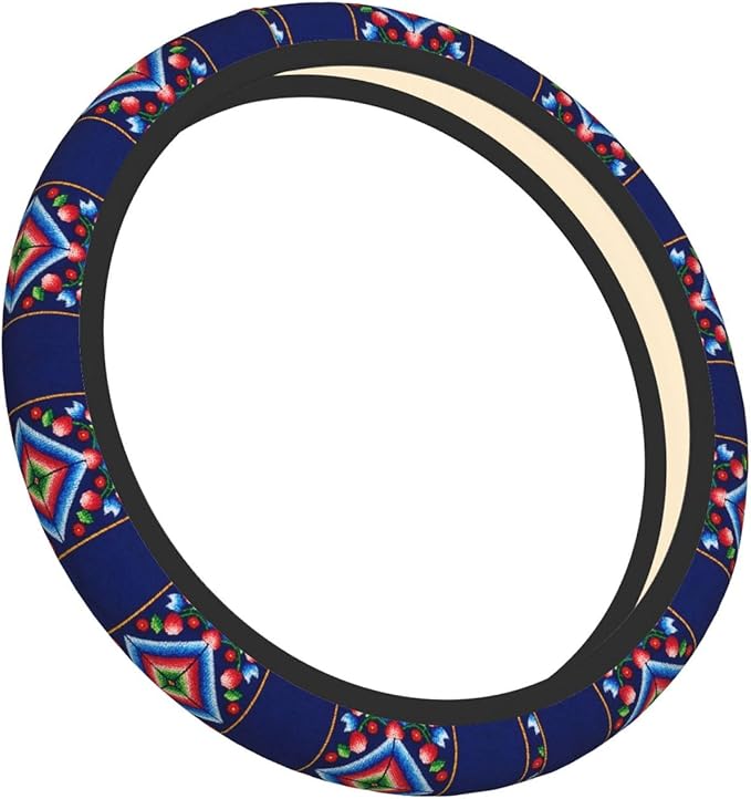 Norwegian Traditional Pattern Neoprene Steering Wheel Covers Women Men Car Accessories, Universal 15 Inch Fit Auto, Suvs, Truck