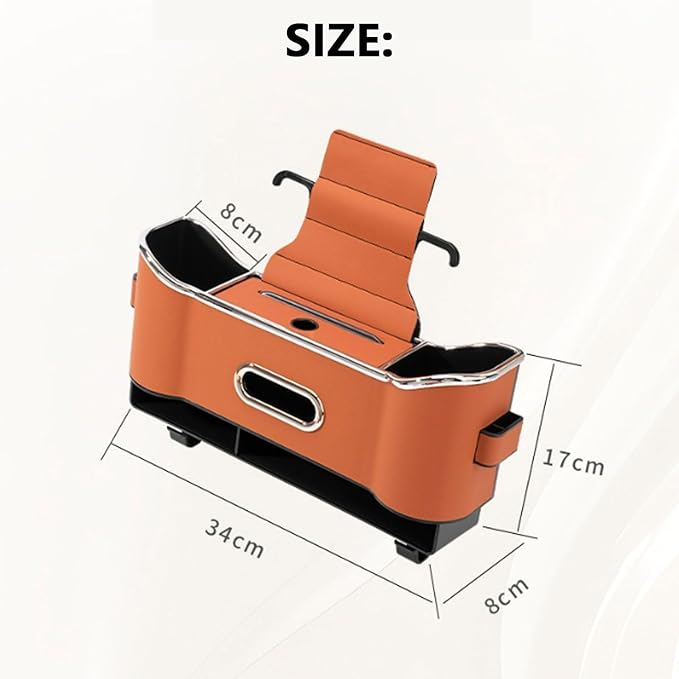 Multifunctional Car Seat Back Storage Box, Car Seat Tissue Box and Storage Box, Universal Car Tissue Organizer Back Seat with 2 Drink Cup Holder (Black)