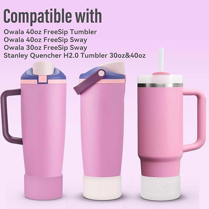 2 Pcs Silicone Boot for Owala 40oz & 30oz FreeSip Sway Tumblers, Protective Bottom Bumper Anti-Slip Sleeve Accessories for FreeSip Sway Water Bottles, Dishwasher Safe and BPA Free